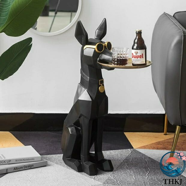 【全品5%尖んがり】御盆 御盆 室内装飾 ドーベルマン 犬 秘密捜査員 THKJ 飼い犬 【北欧 オブジェ オシャレ リビングお部屋 エントランス状態 フロアデコレー