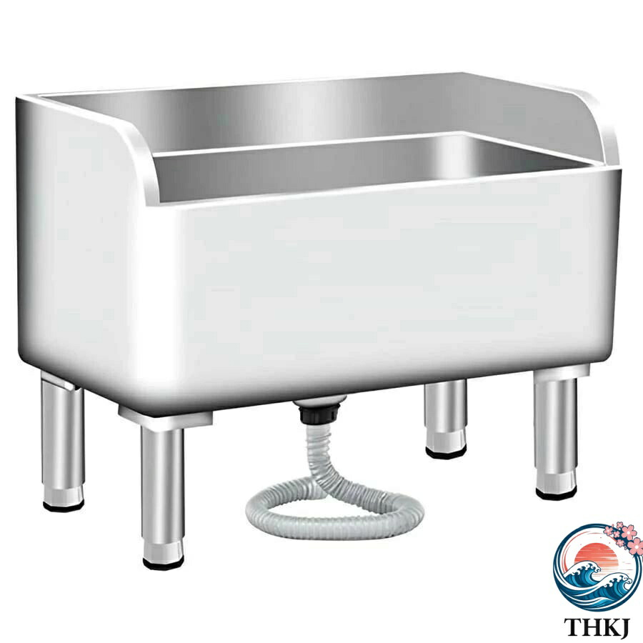 【全品2点で5%OFF】業務用フロアモップシンク、304ステンレススチール大容量フロアスタンドモップサービスシンク、大口径排水穴とパイプ付き、キッチン/レ