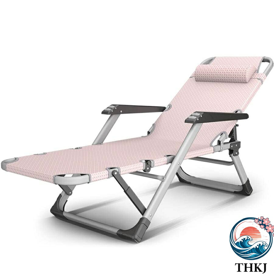 【全品2点で5%OFF】リクライニングチェア 折りたたみチェア チェアーベッド 耐荷重100KG 枕つき THKJ 多段階調整 折り畳み式 省スペース マッサージレスト