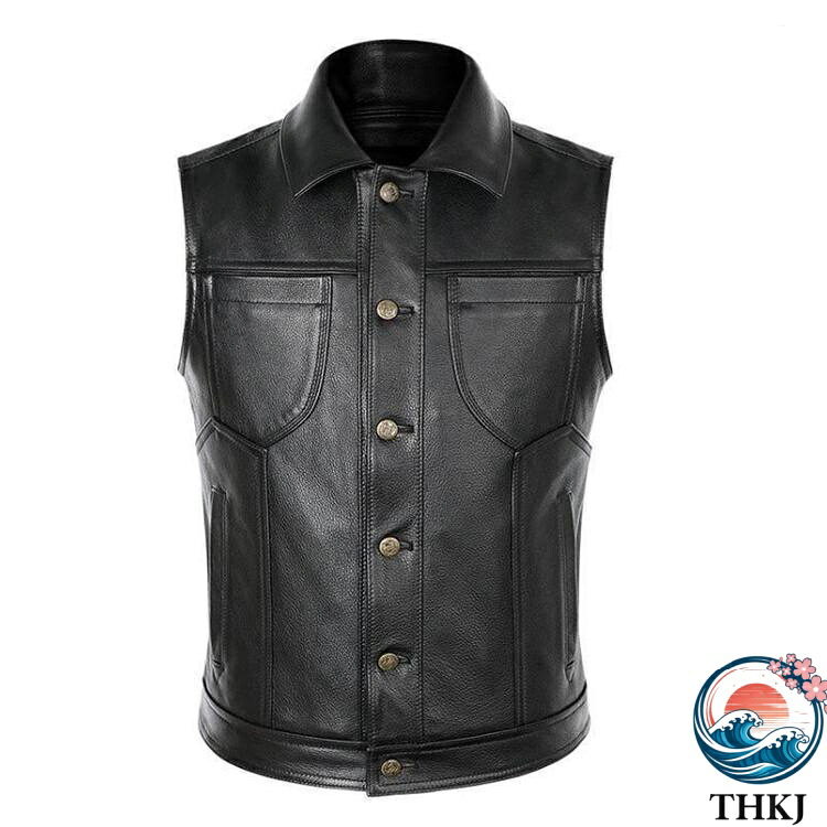 【全品2点で5%OFF】春夏秋冬　本革　ベスト　メンズ　レザーベスト　牛革 おしゃれ ジレベスト　ベスト 前開き　チョッキ　バイク用ベスト　通勤　カジュ