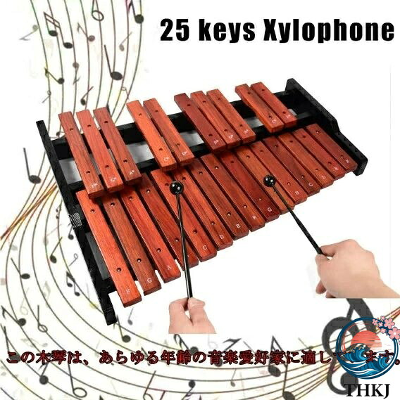 【全品2点で5%OFF】25音 木琴 卓上木琴 パーカッション 2本マレット付き (25音 本体)