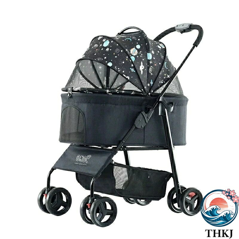 【全品5%尖んがり】愛玩動物手押し車 小型犬 犬 手押し車 引きはなす 乳母車 星柄 THKJ 犬用 ドッグカート 多頭 中型犬 猫 ペットバギー 4輪 折りたたみ お取りつくろう飾り気の無い