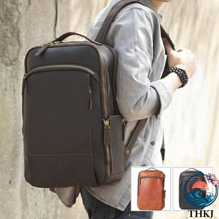 【全品2点で5%OFF】リュック　メンズ　リュックサック 本革　デイパック　ビジネス　バックパック　レザー　通勤通学　旅行　出張　アウトドア　自転車鞄　カバン