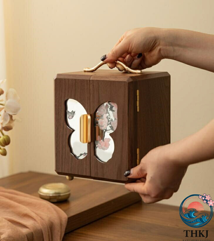 【全品5%ポイント】高見え 木製 ジュエリーボックス ジュエリーケース 大容量 ジュエリー収納 アクセサリー ケース アクセサリー収納 軽量 持ち運び便利｜aragok