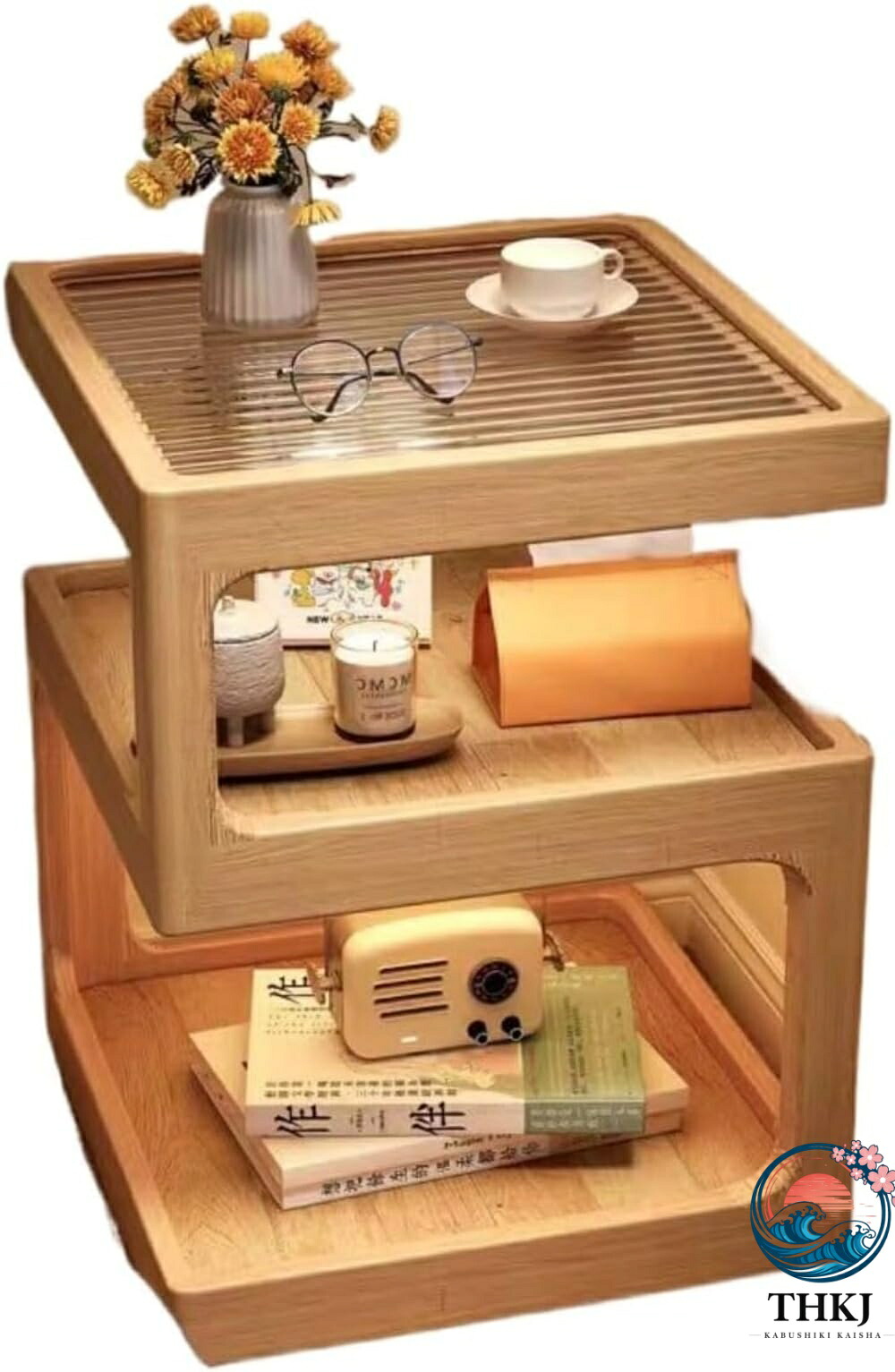 【全品2点で5%OFF】ベッド テーブル 木製 サイドテーブル ベッド横 ソファーテーブル ベッドテーブル 無垢材 ナイトテーブル 階層型ストレージ チャンホン