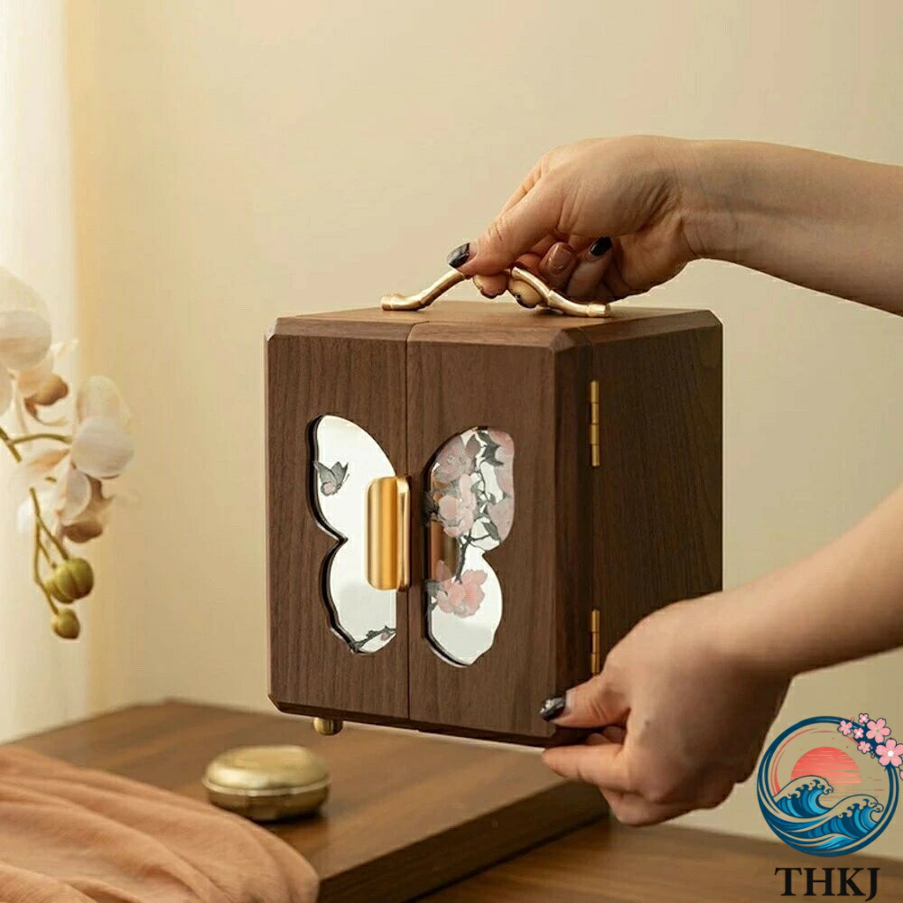 【全品2点で5%OFF】御前上等\u0026堅苦しさ感 夢見鳥 宝飾品ボックス席 付属物入れもの 付属物ボックス席 THKJ 大電気容量 間仕切り自然調整 4段 木製 絨毛中毒者 軽さ ジュエリー・アクセサリー-収納ボックス・ケース