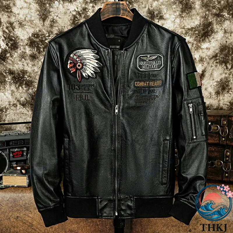 【全品2点で5%OFF】レザージャケット メンズ 本革 牛革 レザーコート 野球 ジャケット ファッション 革ジャン 秋 大きいサイズ ショート丈 ライダースジャ