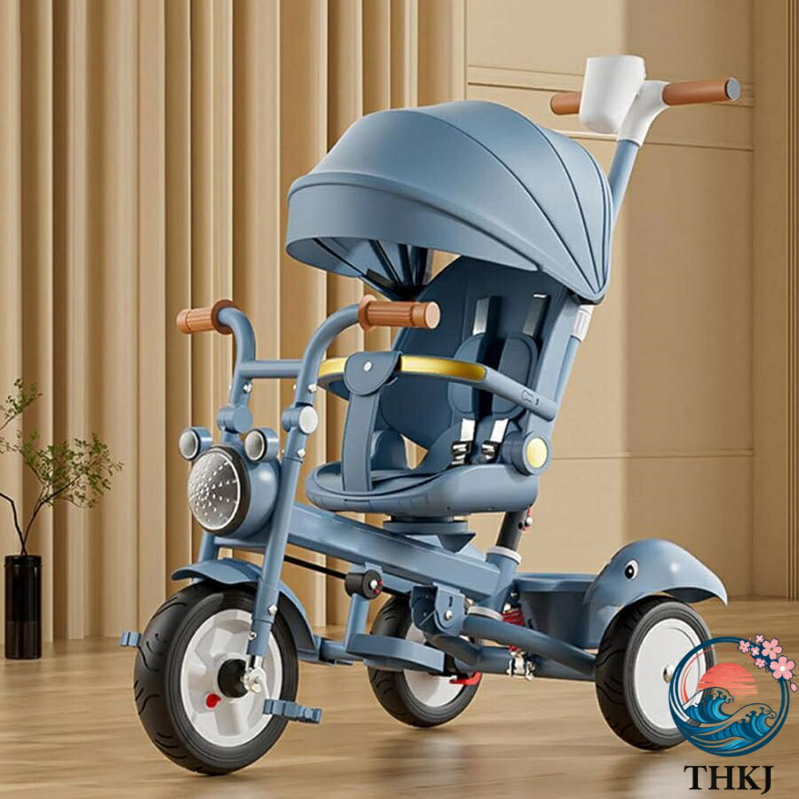 【全品5%ポイント】子供用三輪車 乗用玩具?三輪車 三輪車 折りたたみ キッズバイク 手押し棒付き 日よけ付 1歳から5歳までの赤ちゃんへのギフト｜aragok