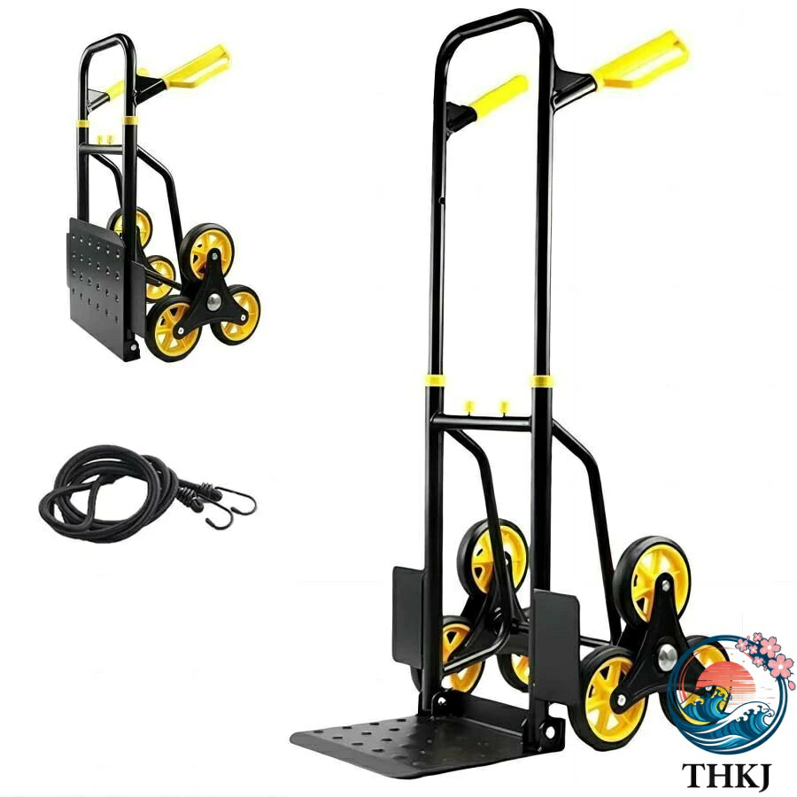 【全品5%ポイント】階段台車 6輪折りたたみ 軽量階段登れる 台車固定ロープ付 階段用台車 耐荷重200kg 静音ゴム車輪 人気 おすすめ 使いやすい 人気｜aragok