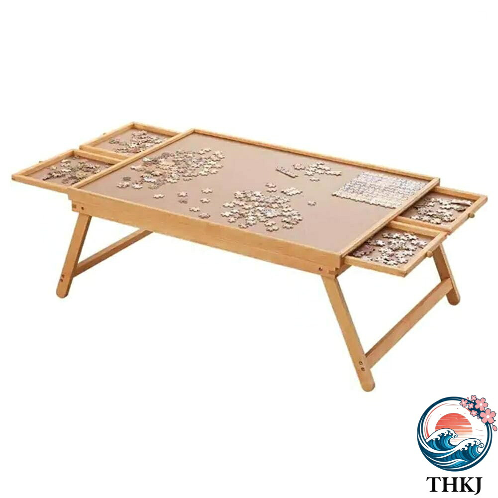 【全品2点で5%OFF】木製パズルテーブル 子供用積み木テーブル 家庭用 ポータブル 折りたたみ 収納テーブル 引き出し付き 無垢材 子供用テーブル パズルゲー