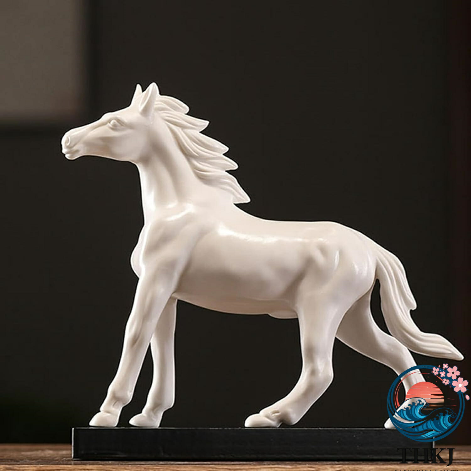 【全品2点で5%OFF】風水グッズ 馬 午年 置物 守り神 陶器 商売繁盛祈願 財運 金運アップ 馬像 開運グッズ インテリア オーナメント 台座付き 玄関置物 成功 縁起物 リビングルーム オフィス 贈り物 事務室 B