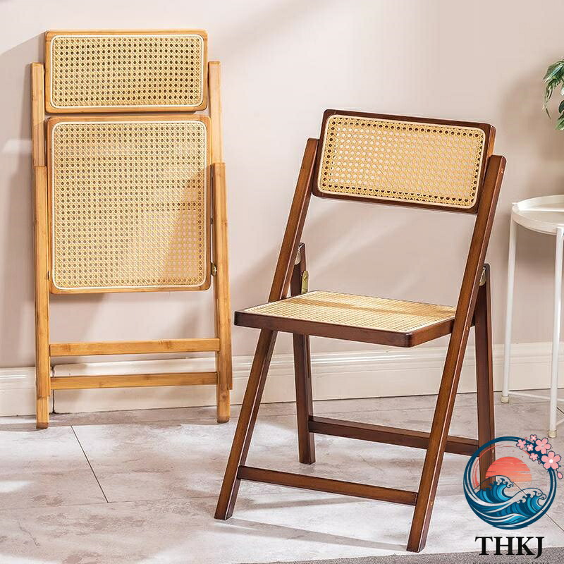 【全品2点で5%OFF】ダイニングチェア 北欧レトロ籐 無垢材シングル 折りたたみチェア おしゃれ 椅子 食卓椅子 デザインチェア 折りたたみ椅子 フォールディ