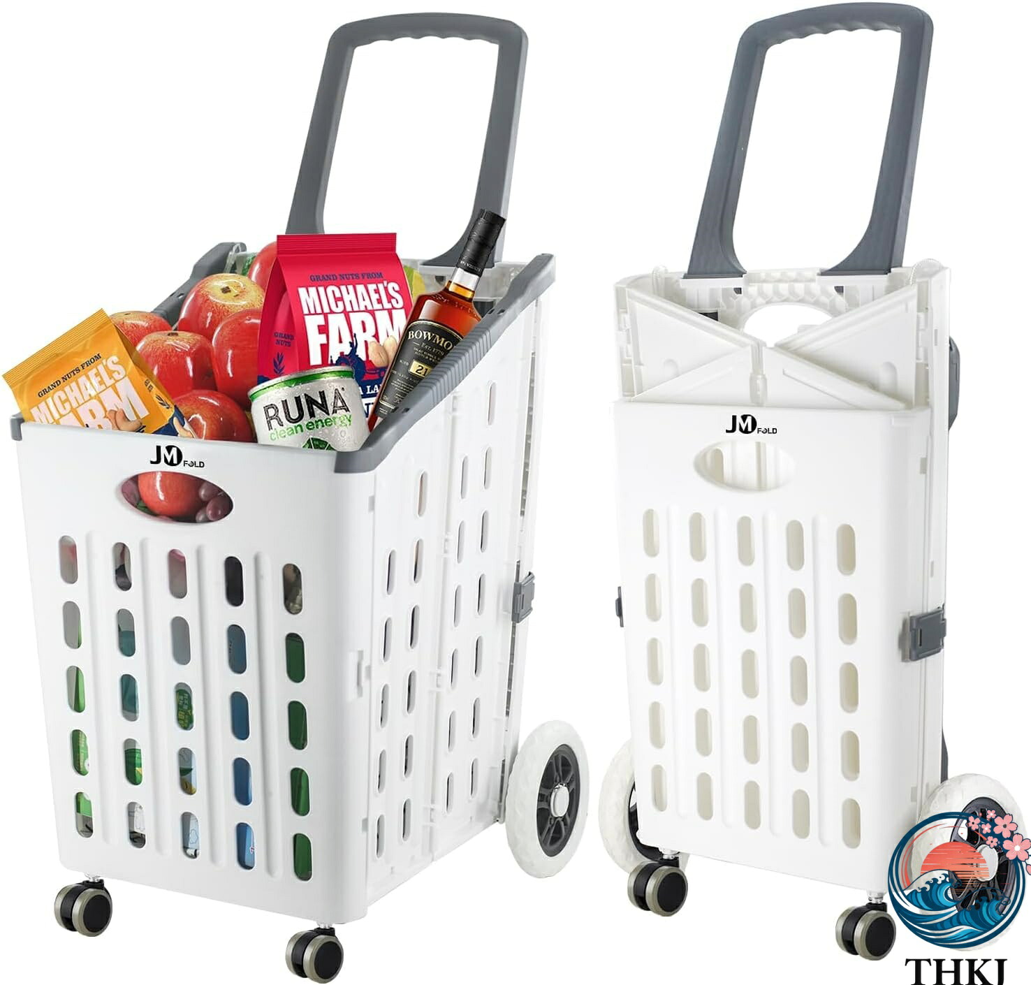【全品2点で5%OFF】ショッピングカート 折りたたみ式 ポータブル 大容量 75L 360°スクロール回転ホイール ショッピングキャリー 買い物 ショッピング 食料