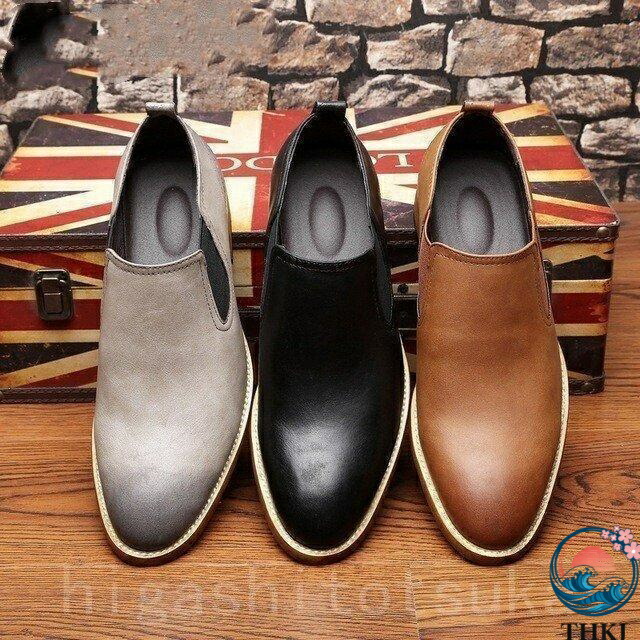 【全品2点で5%OFF】ビジネスシューズ スリッポン 革 靴 サイドゴア メンズ ビジネス シューズ ウォーキング シンプル 紳士 おしゃれ 革靴 通勤靴 歩きやすい