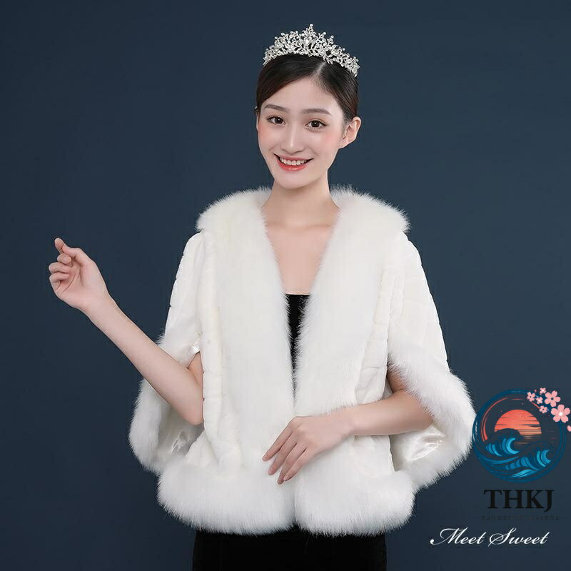 【全品2点で5%OFF】ウェディングボレロ ウエディングボレロ ボレロ 二の腕カバー ファーボレロ ウエディングケープ ウェディングショール 羽織 カーディガ 7,376円
