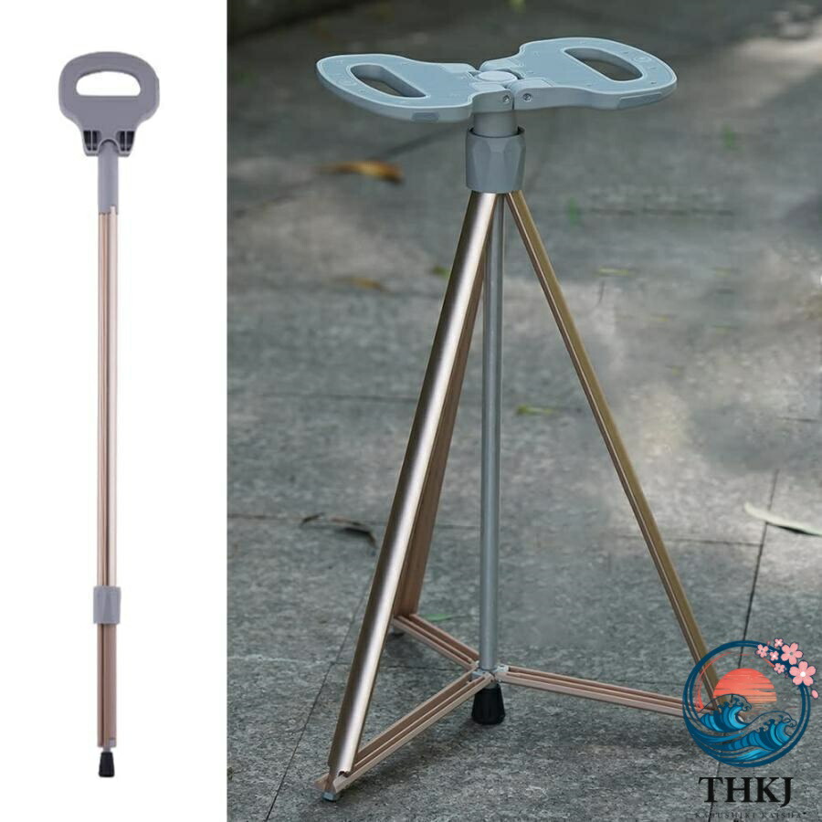 【全品2点で5%OFF】折りたたみ杖 座れる つえ ステッキチェア 軽量 高齢者 男女兼用 THKJ 登山 歩行支援 滑り止め 落下防止 スティック 旅行 遠 持ち運び便利