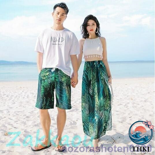 【全品2点で5%OFF】カップル水着 ペアルック レディース水着 サーフパンツ タンキニ レディース水着 ペア水着 レディース メンズ セット お揃い セパレート水着 6,628円