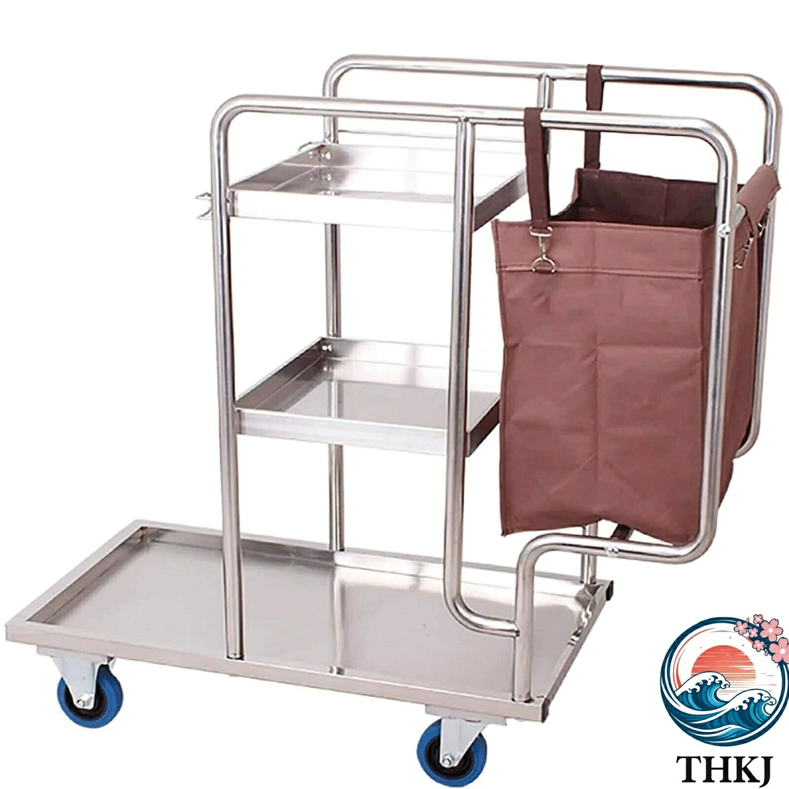 【全品5%ポイント】清掃カート 防水回収袋付き 多機能 清掃台車 大容量 スチール製 耐久性 移動便利 業務用 ホテル 補充用 ゴミ収集 省スペース｜aragok