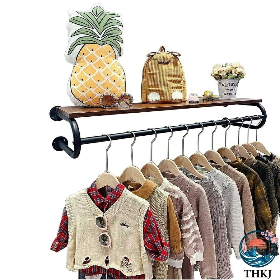 【全品2点で5%OFF】衣類のレ ール壁に 取り付け られた木 製の服の THKJ バー重い 義務吊り 下げレー ル服の金 属コート ラックのため 着回し きれいめ