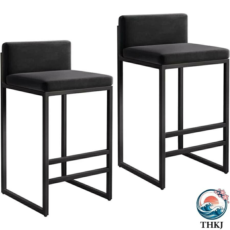 【全品2点で5%OFF】キッチンチェア バーチェア カウンターチェア 45cm THKJ 55cm 65cm メタルフレームとフットレスト付き バーブラック ベル 省スペース