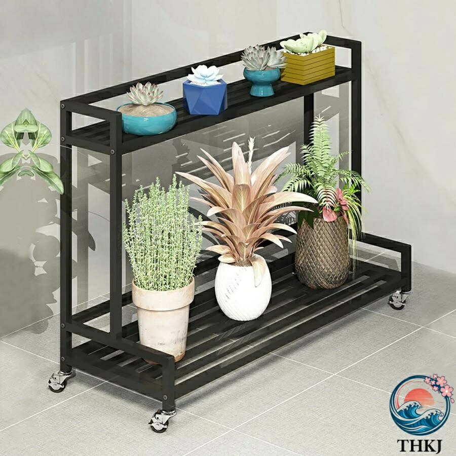 【全品2点で5%OFF】フラワースタンド 花台 プランタースタンド 2段 3段 ガーデンラック THKJ 屋外 室内 植木鉢 園芸ラック 幅80 120cm キャス 省スペース