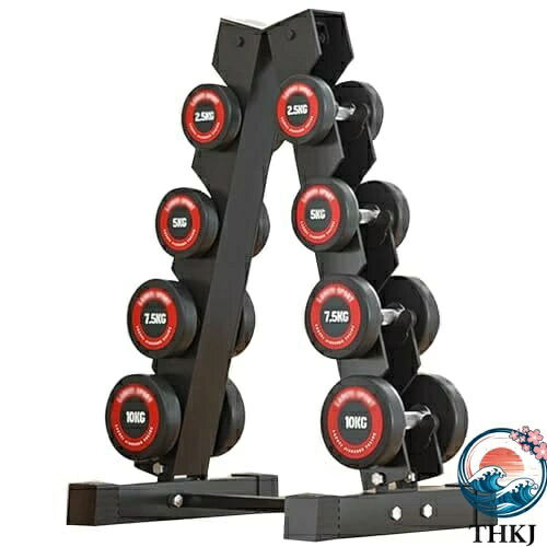 【全品2点で5%OFF】ダンベル、ダンベル フィットネス固定ダンベル、ダンベル 2.5kg-10kg、50KG ダンベルウェイトセット 4ペアダンベル 付きラウンドエッジダンベル収納ラックジムホーム ワークアウト オフィスフィット ネスルーム