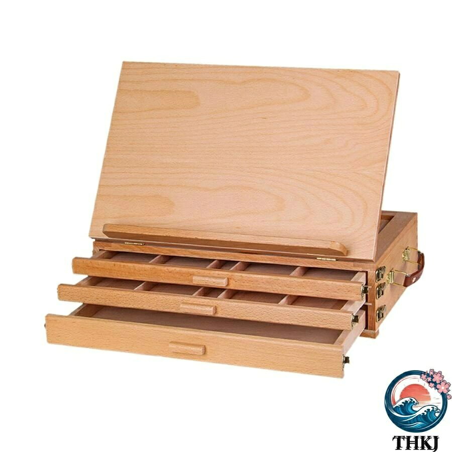 【全品2点で5%OFF】アーティストブナ木製卓上スケッチボックスイーゼル引き出し40x27CM3 in 1