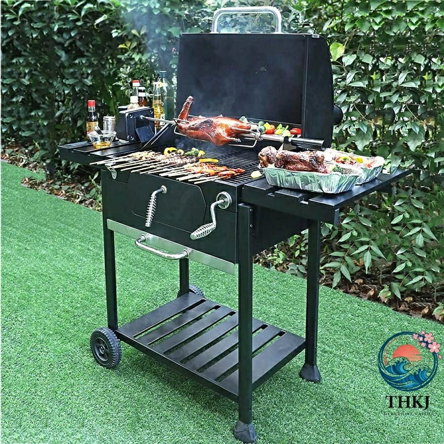 【全品2点で5%OFF】バーベキュー バーベキューコンロ 焚き火台 アウトドアコンロ 折りたたみ THKJ 5-10人用 ステンレス鋼 サイズ： 120cm*52cm*83cm レジャー