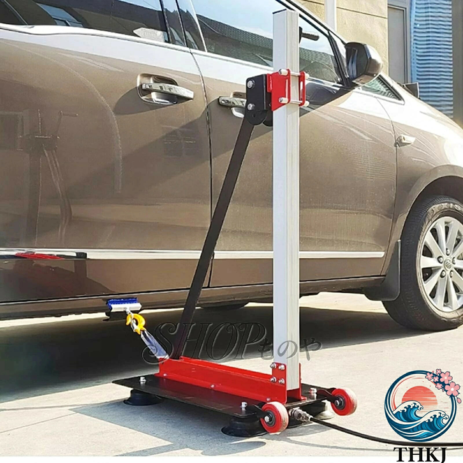 【全品2点で5%OFF】空気圧式板金ラタ、高さ調節可能な特殊車体デントリペアツール、板金デントプーリングキット、ローラーとフック付き、自動車ボディドア修理用