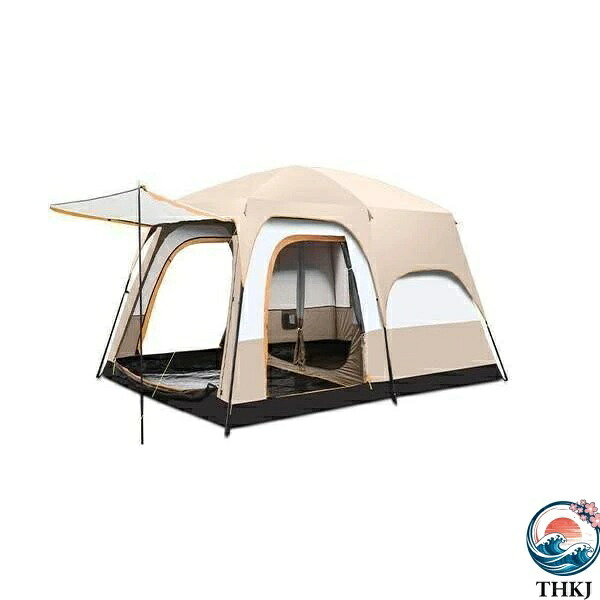 【全品2点で5%OFF】テント 4?６人用 ツールーム ドーム型テント キャンプ ファミリーテント 設営簡単 防風防水 折りたたみ UVカット ((S