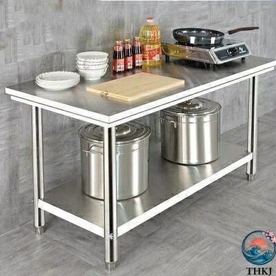 【全品2点で5%OFF】お買い得品　ステンレス作業台　キッチン操作台　家庭用業務用　2層作業台　作業卓　作業テーブル　大容量収納作業台　手入れ簡単