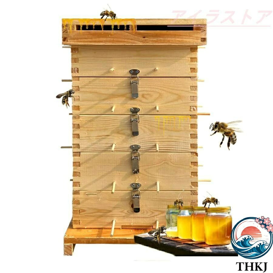 【全品2点で5%OFF】5階 蜜蜂巣箱 ミツバチ 巣箱 杉材養蜂箱キット 焼彩仕上 ワックスを煮る 5階の格子箱 防湿 防虫 防水 簡単インストール