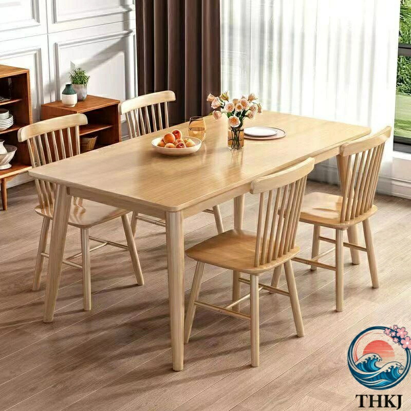 【全品2点で5%OFF】組立ダイニングテーブル 天然木無垢材幅120 140×奥行60 80×高さ72cm THKJ 無垢材北欧 シンプル 長方形食卓椅子セット 4人掛け 4人用