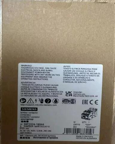 【新品 ★貨物輸送無料 】Siemens ジーメンス 可逆形電磁当たること器 24 V dc 3極 3RT2024-1BB44 【６ヶ月引き受ける】