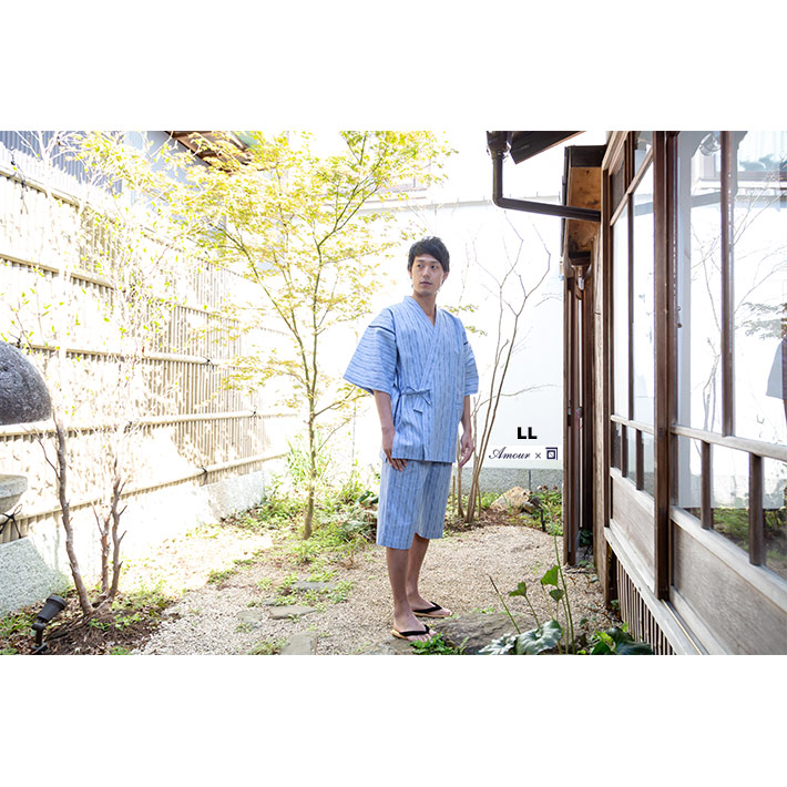 激安ブランド 楽天市場 大きなサイズ 男性用綿麻混ストライプ柄 甚平 父の日 メンズ 紳士 おしゃれ 綿100 しじら織 パジャマ 半袖 ショートパンツ 上下セット 夏 名入れ ギフト プレゼント 花火 祭り 送料無料 アムールパジャマ公式オンライン 100 の保証