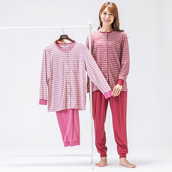 【DAKS】60ソフトスムース ボーダー レディース 上下セット  日本製