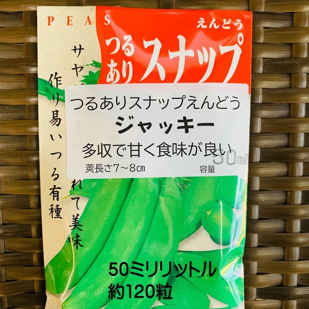 楽天市場 スナップエンドウ 種 ジャッキー 50ﾐﾘﾘｯﾄﾙ 約1粒 つるあり品種 11月 種まき サヤごと食べられる 荒川種苗 楽天市場店