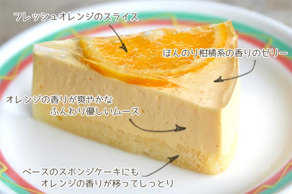 スポンジケーキムースゼリーオレンジスライス