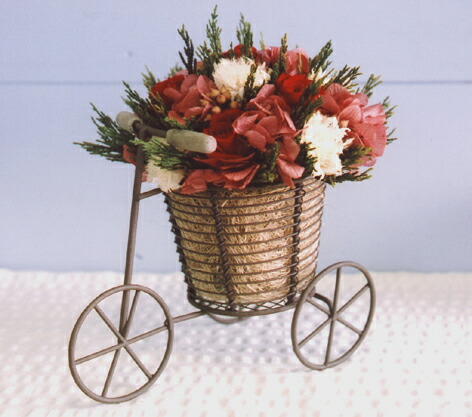 【送料無料】赤いプリザーブドの花をいっぱい積んだ自転車