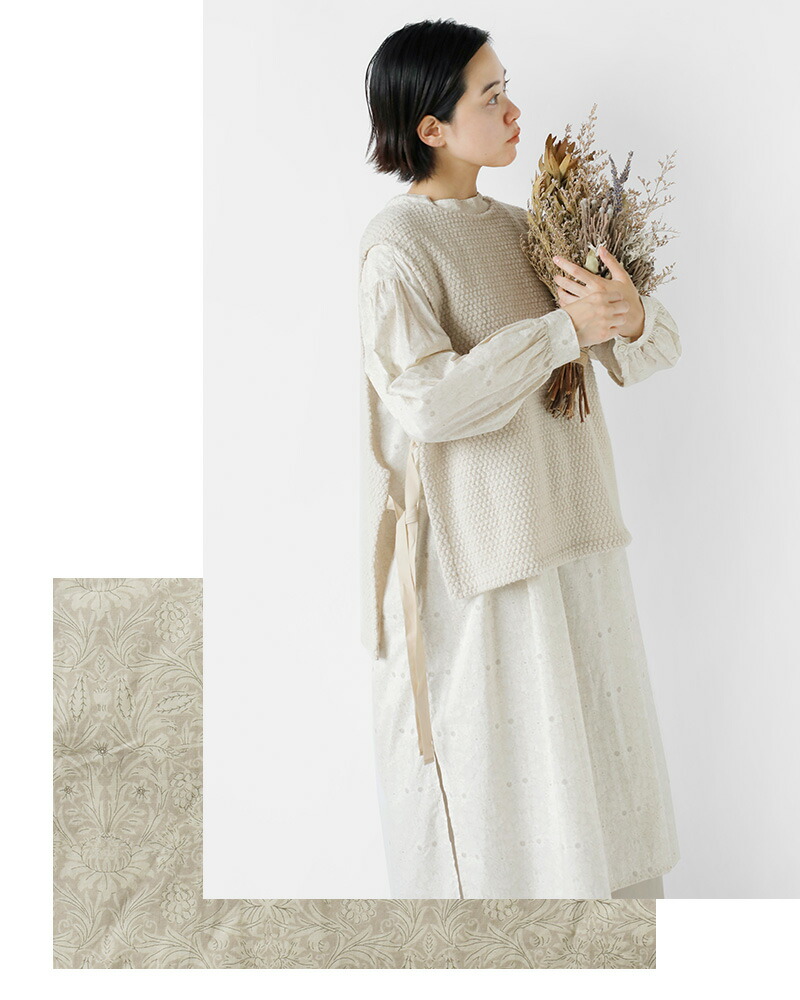 ワンピース Gauze#/ side gather tent line one piece Gauze#/ side gather tent line one piece