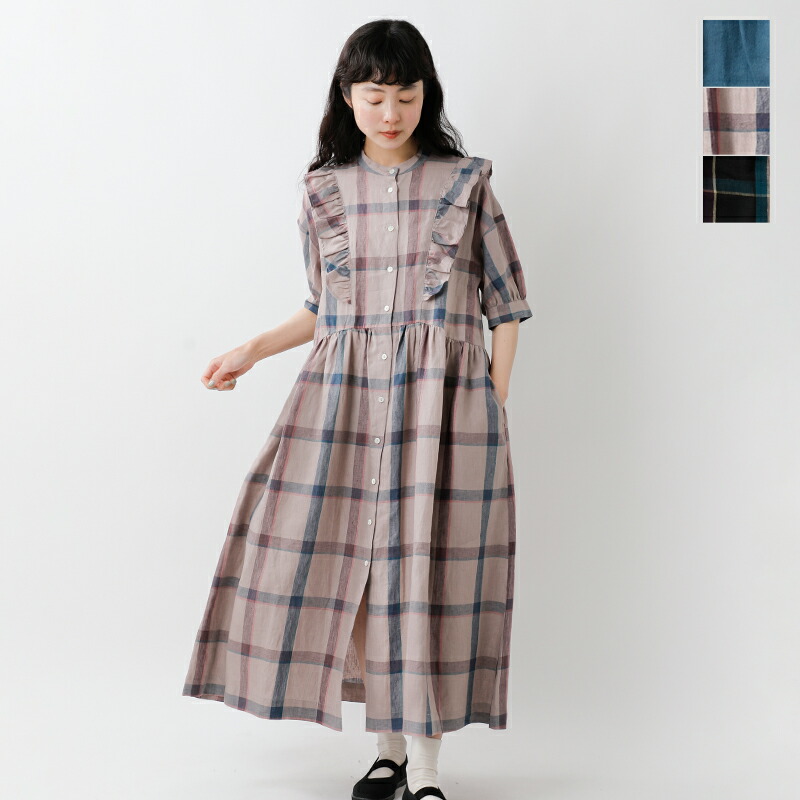 楽天市場】MAGALI マガリ ベルギーリネン ショルダーフリル ワンピース 