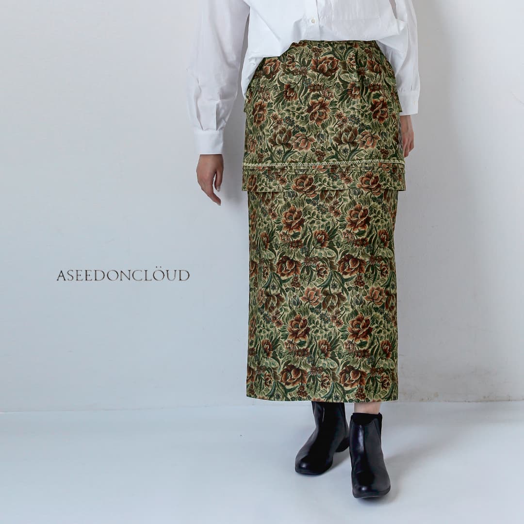 [2026aw新作]ASEEDONCLOUD アシードンクラウド コットンスカート Memories skirt 262401 レディース 秋冬【サイズ・カラー交換初回無料】｜aranciato（アランチェート）