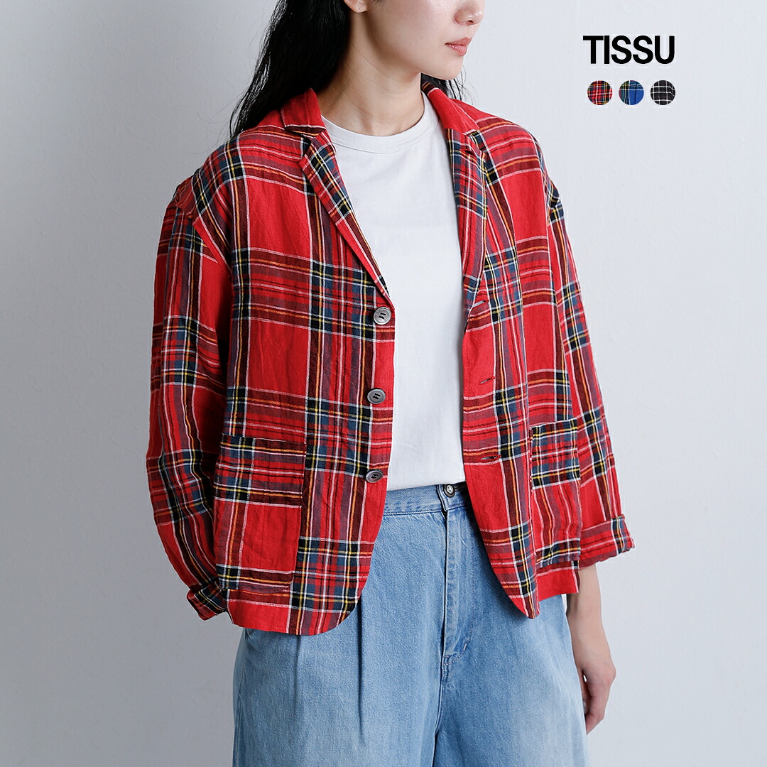 [2026aw新作]tissu ティシュ 東炊き タータンチェック テーラード ジャケット ts253sh083 レディース 秋冬｜aranciato（アランチェート）