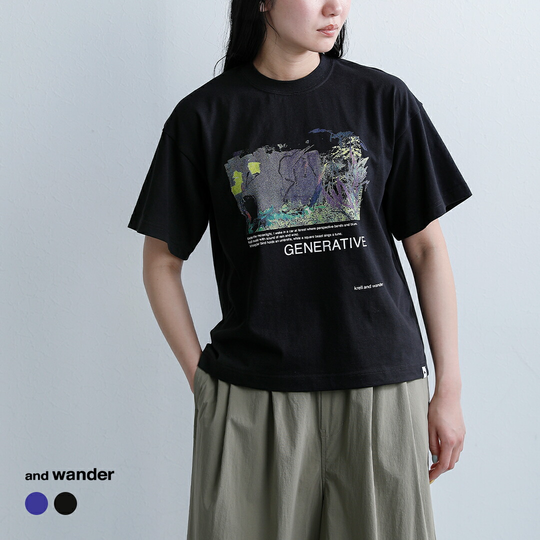 and wander アンドワンダー コットン グラフィックTシャツ krell color SS by MASAYOSHI SUZUKI 574-6184080 レディース 2026ss新作 春夏【クーポン対象】