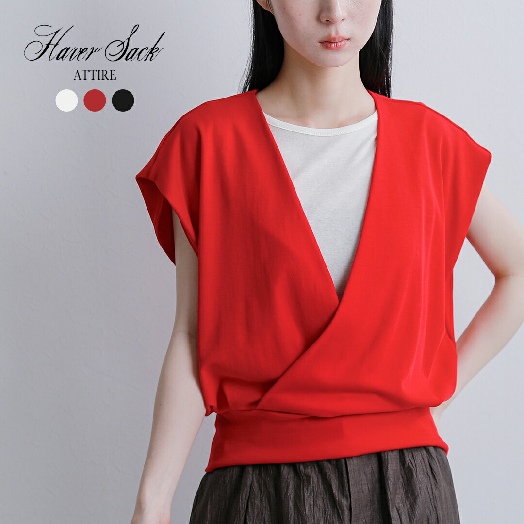 【3こ1】セール【30%OFF】[NEW]HAVERSACK ATTIRE ハバーサック アタイア 強撚スムース ノースリーブ プルオーバー シャツ 612603 レディース｜aranciato（アランチェート）