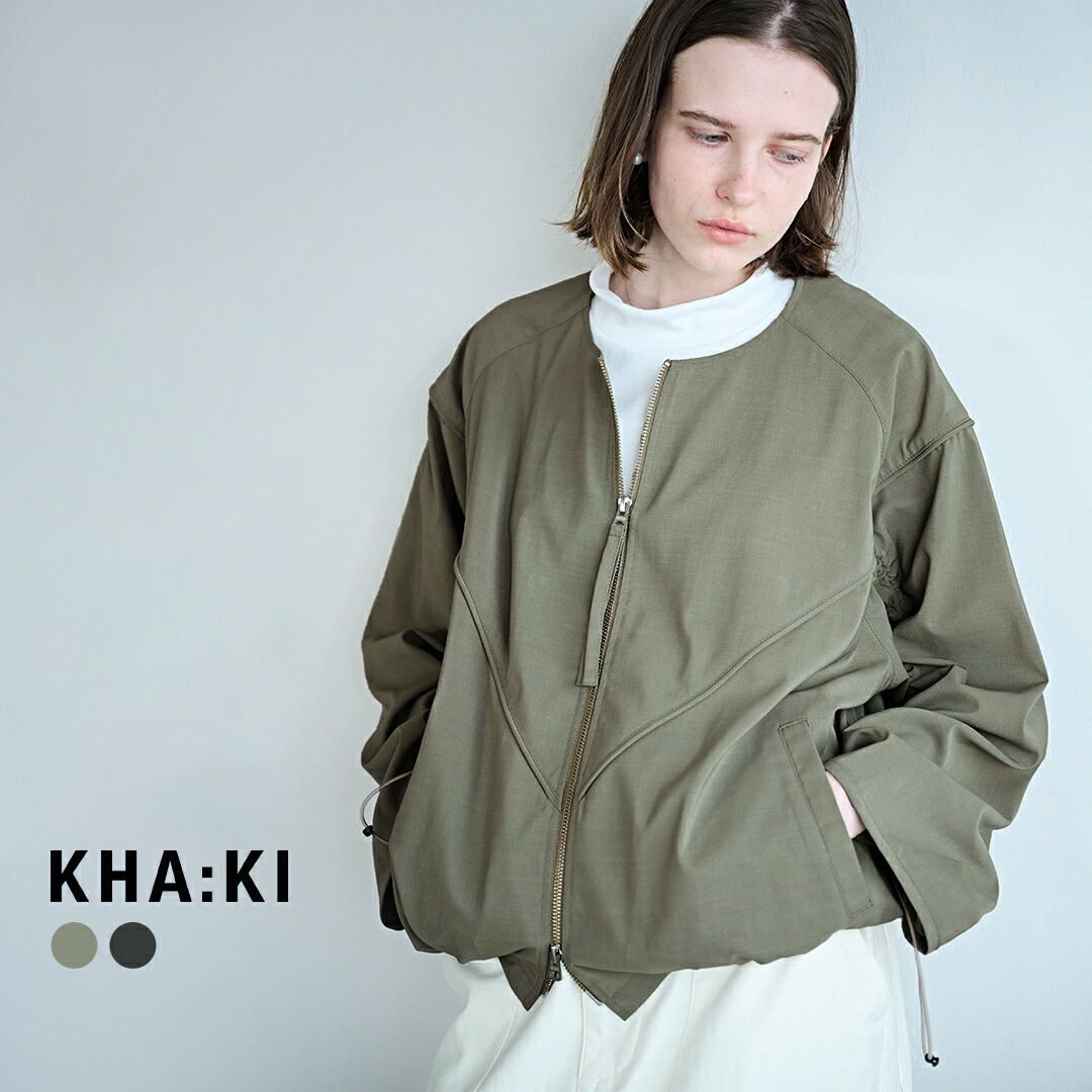 【3こ1】セール【40%OFF】kha:ki カーキ ドライタッチシャンブレー ノーカラーブルゾン &ldquo;DRAWSTRINGS JACKET&rdquo; mil26hjk3247 レディース｜aranciato（アランチェート）