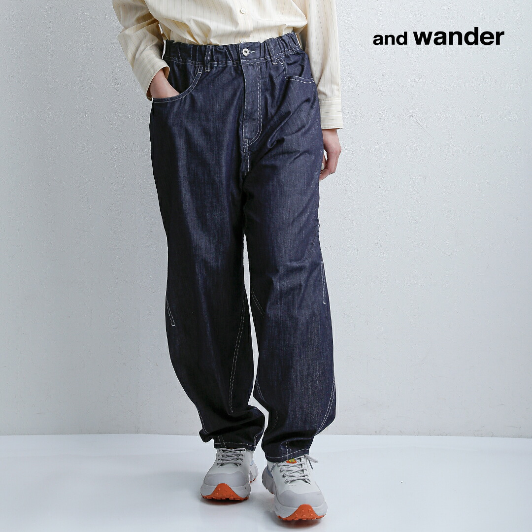 and wander アンドワンダー ドライイージーデニム ワイドパンツ dry easy denim wide pants 574-6182099 レディース 【サイズ・カラー交換初回無料】｜aranciato（アランチェート） 23,287円