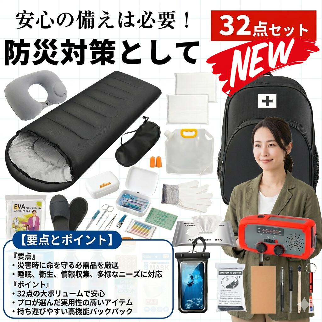 "30日返品保証" "送料無料" 防災セット 防災グッズ 1人用 防災リュック 非常用持ち出し袋 一人用 防災バッグ 避難リュック 避難グッズ 避難セット 災害グッズ 地震対策 充電器 防災ラジオ 送料無料 32点セット 簡易トイレ 保存水 長期保存水 長期間保存食 保存食 非常食|ARANCORONお急ぎ便 公式店