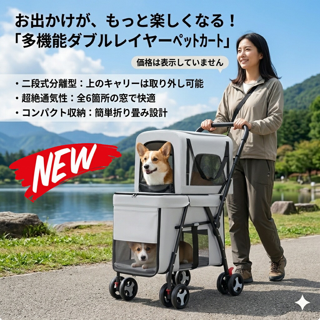 最短またの日 \"30日返品引き受ける\"" \""貨物輸送無料\"" 愛玩動物手押し車 ペットバギー 犬用手押し車 猫用手押し車 多頭用愛玩動物手押し車 2段式愛玩動物手押し車 二層愛玩動物手押し車 ダブルペットカート 折りたたみ愛玩動物手押し車 引きはなす型愛玩動物手押し車 愛玩動物持ちはこび 犬用乳母車 小型犬 中型犬 猫 多頭飼い"