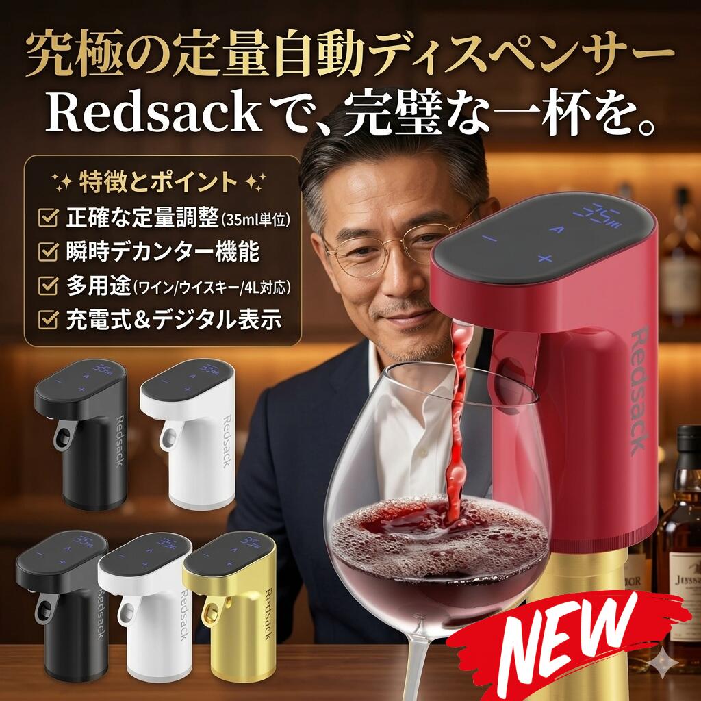 Redsack ウイスキーポンプ4L定量調整可 電動定量ディスペンサー酒ポンプ ワインデカンター充電式 自動流量分布 デジタル表示 ウイスキーワインディスペンサー 電動ワインディスペンサー 自動ワインディスペンサー ワインエアレーター 電動ワインエアレーター ワインデカンタ